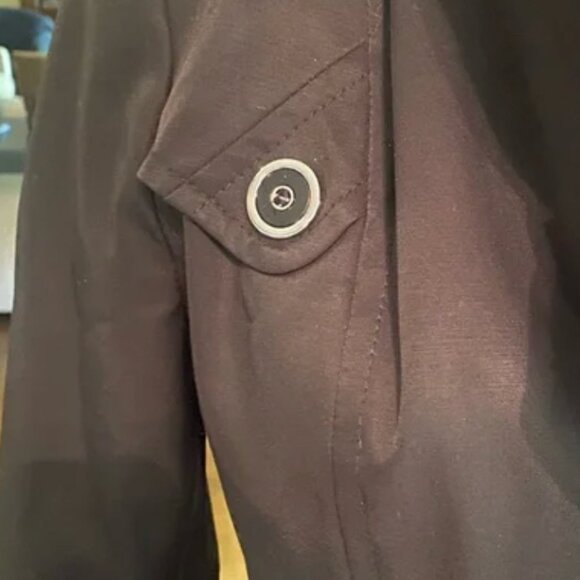 Black Via Spiga trench rain coat, 2X - removable hood, silver buttons! - Picture 3 of 5